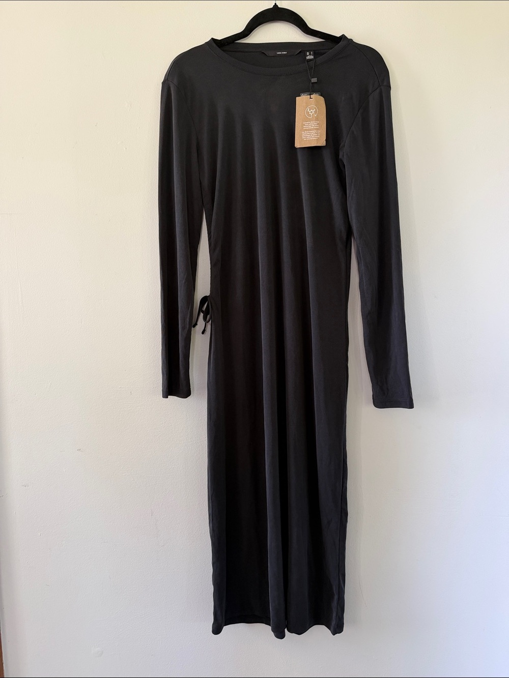 Vero Moda | Black Long Sleeve Maxi Dress with Side Tie
